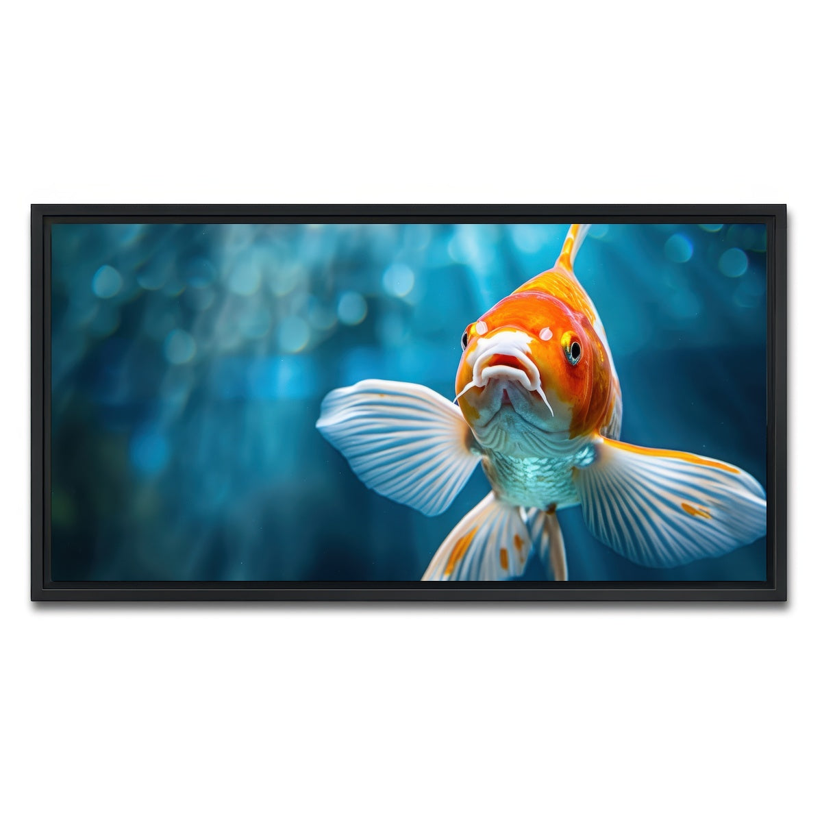 AUTO-MOCKUP WHITE | Vibrant Golden Koi | 1 Piece | Black Framed Canvas | group=2x1