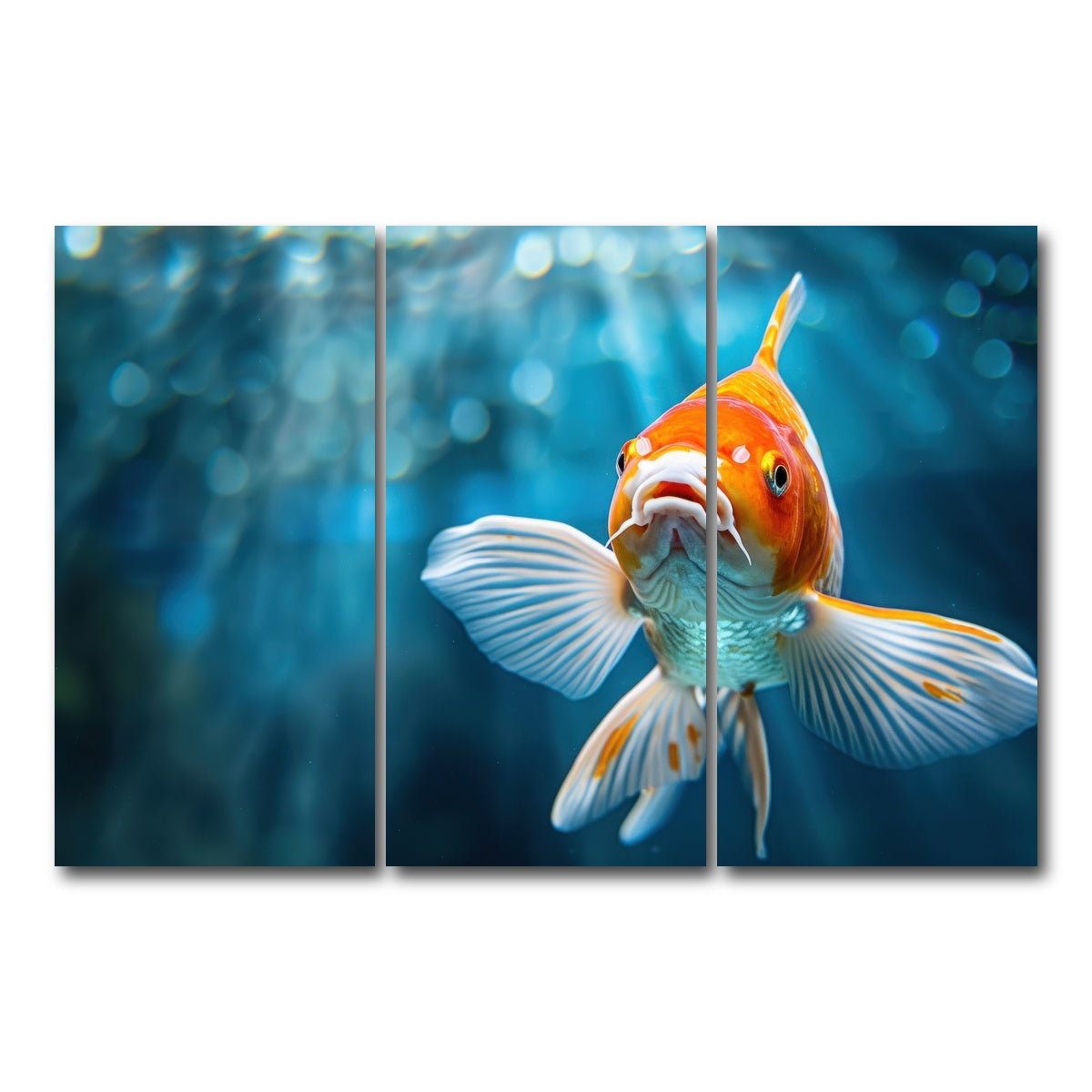 AUTO-MOCKUP WHITE | Vibrant Golden Koi | 3 Piece | Gallery Wrap Canvas | group=12x24