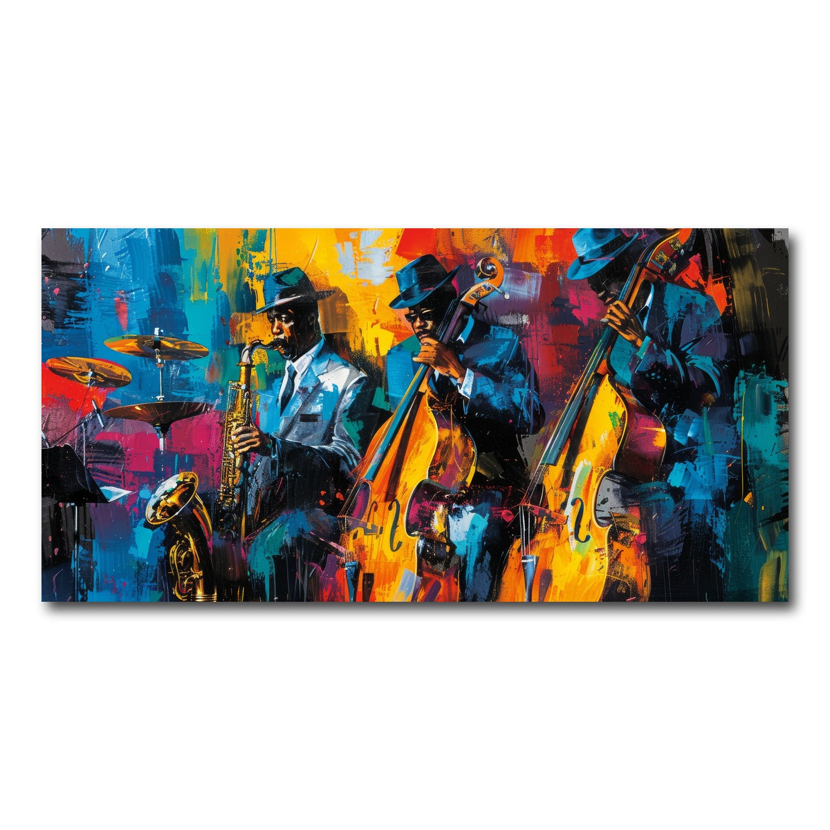 AUTO-MOCKUP WHITE | Vibrant Jazz Band | 1 Piece | Gallery Wrap Canvas | group=2x1