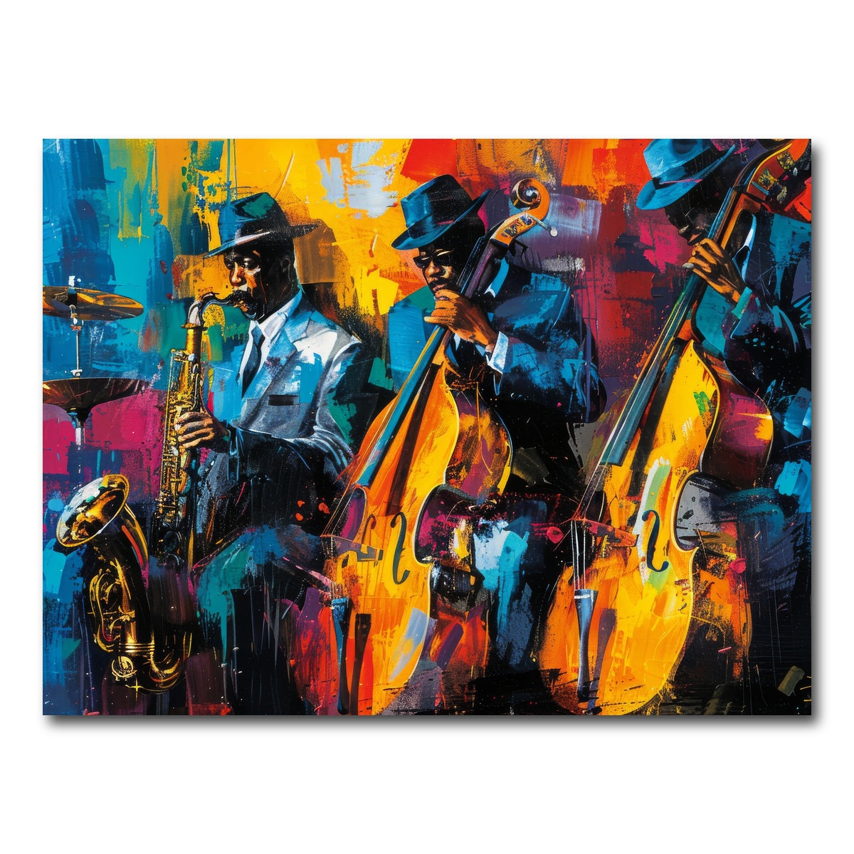 AUTO-MOCKUP WHITE | Vibrant Jazz Band | 1 Piece | Gallery Wrap Canvas | group=4x3