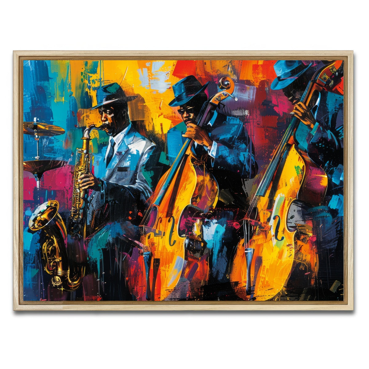 AUTO-MOCKUP WHITE | Vibrant Jazz Band | 1 Piece | Natural Framed Canvas | group=4x3