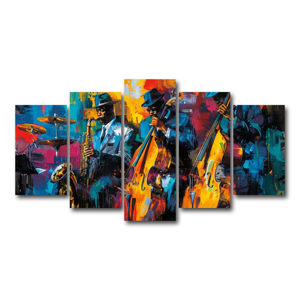 AUTO-MOCKUP WHITE | Vibrant Jazz Band | 5 Piece | Gallery Wrap Canvas | group=5_normal
