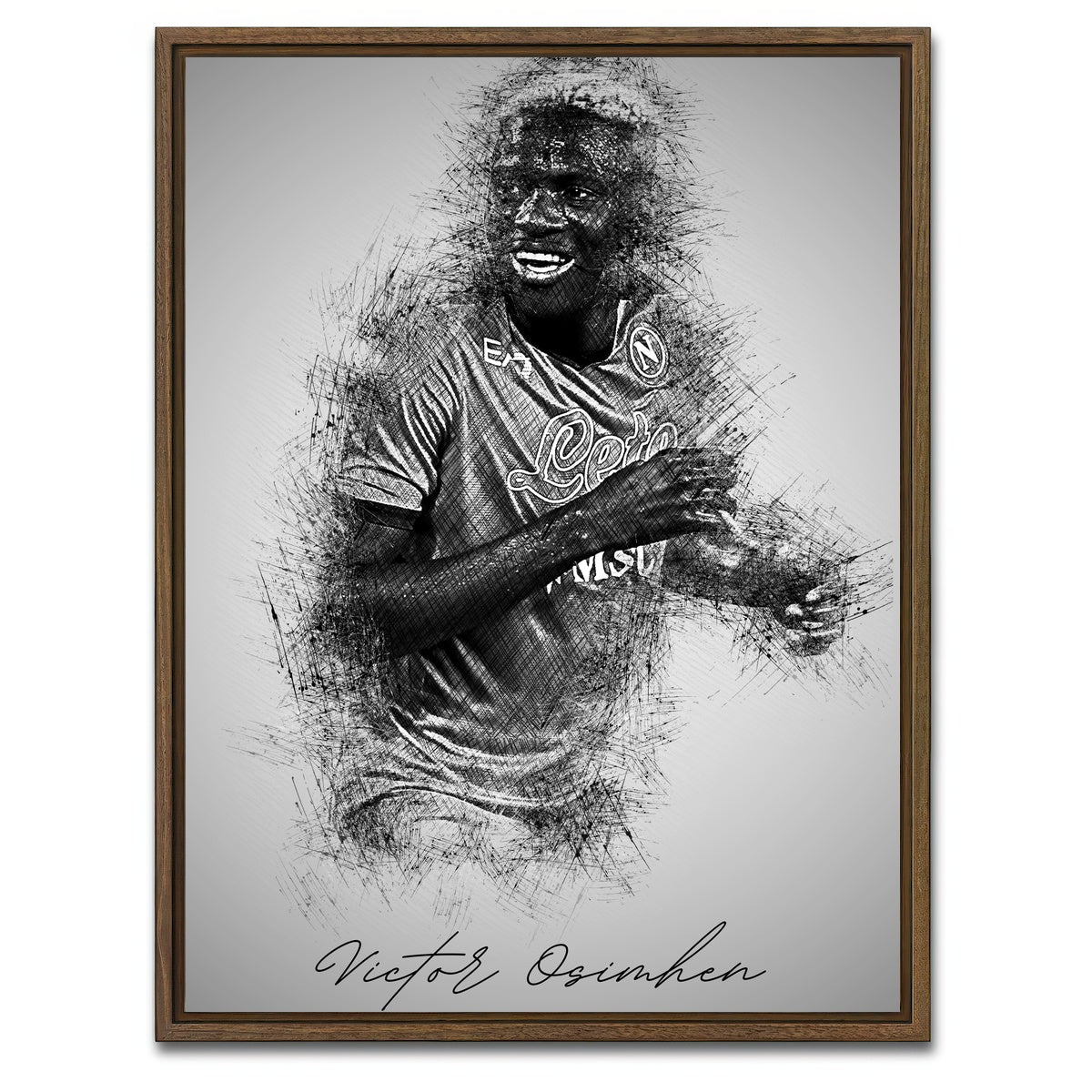 AUTO-MOCKUP WHITE | Victor Osimhen | 1 Piece | Walnut Framed Canvas | group=3x4