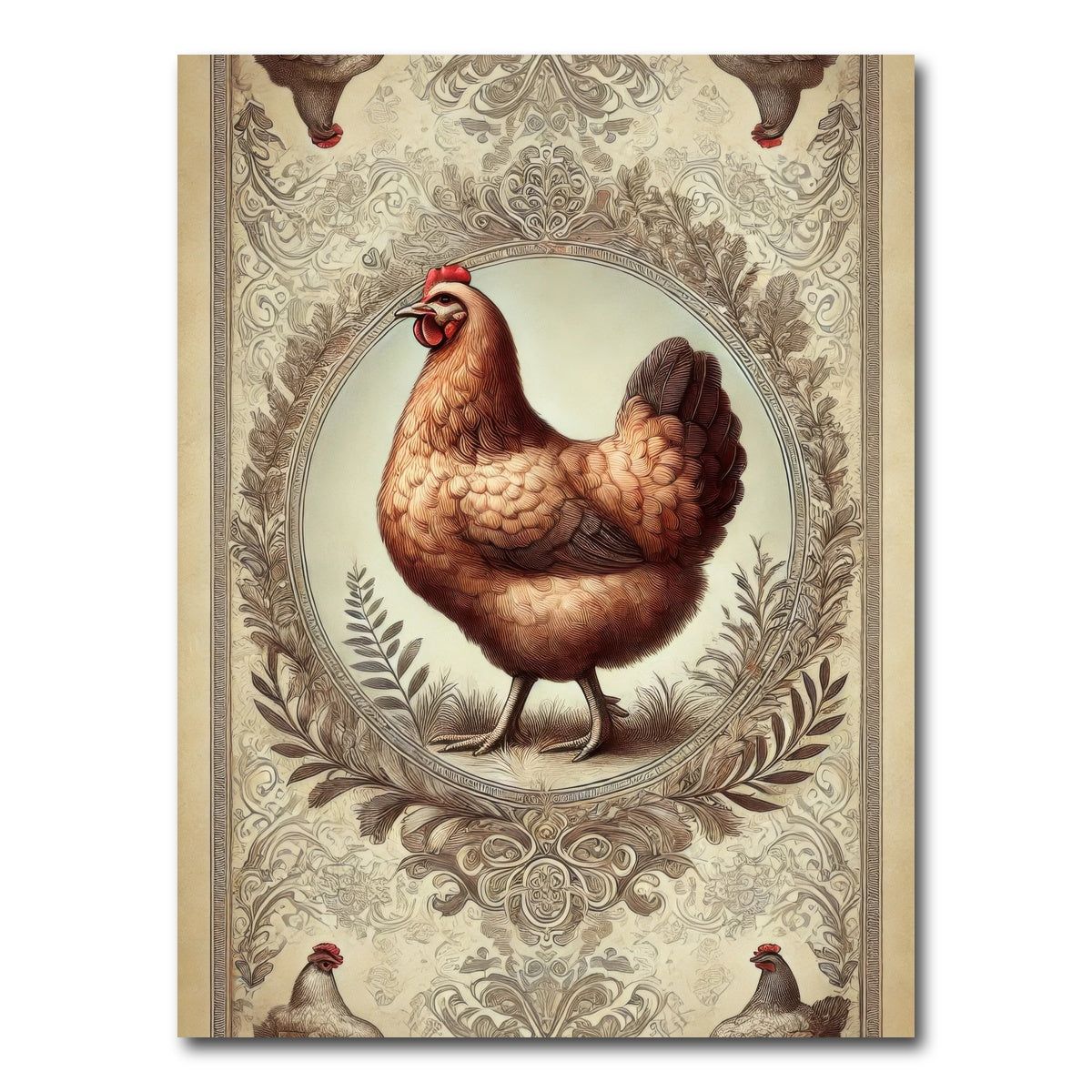 AUTO-MOCKUP WHITE | Victorian Style Chicken | 1 Piece | Gallery Wrap Canvas | group=3x4