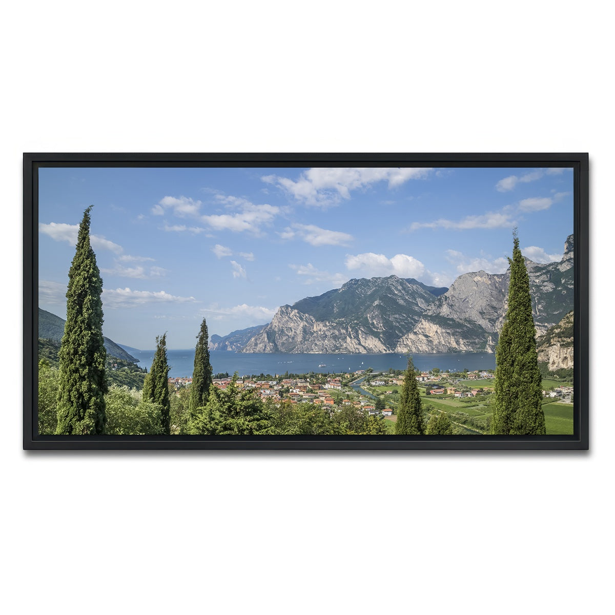 AUTO-MOCKUP WHITE | View to Lake Garda | 1 Piece | Black Framed Canvas | group=2x1