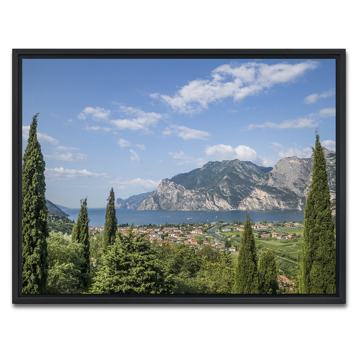 AUTO-MOCKUP WHITE | View to Lake Garda | 1 Piece | Black Framed Canvas | group=4x3