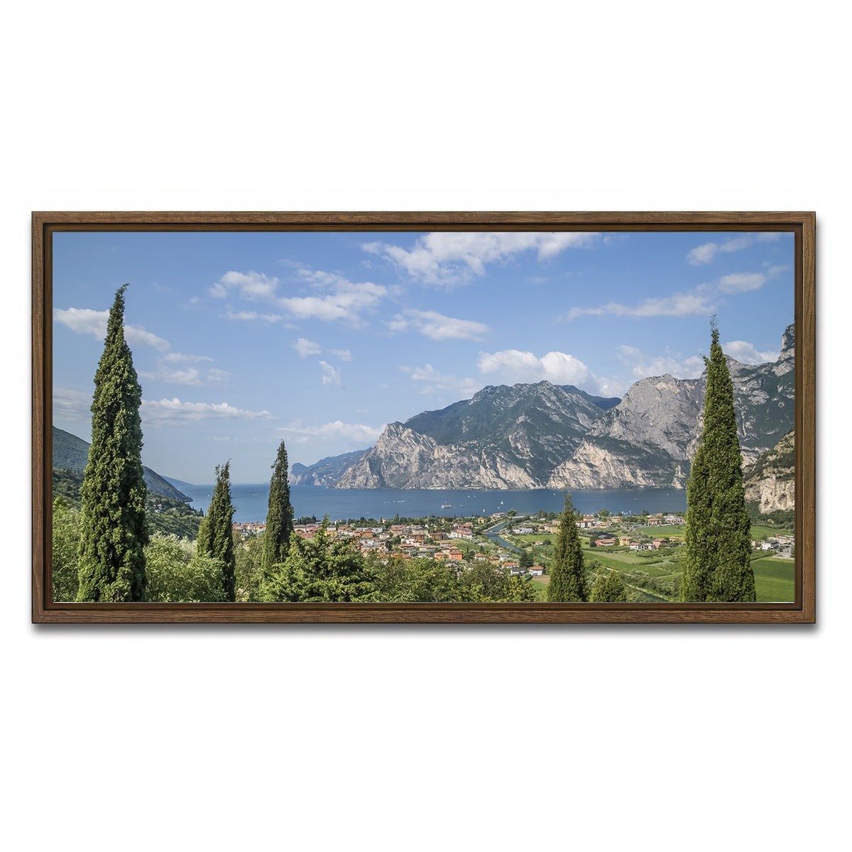 AUTO-MOCKUP WHITE | View to Lake Garda | 1 Piece | Walnut Framed Canvas | group=2x1