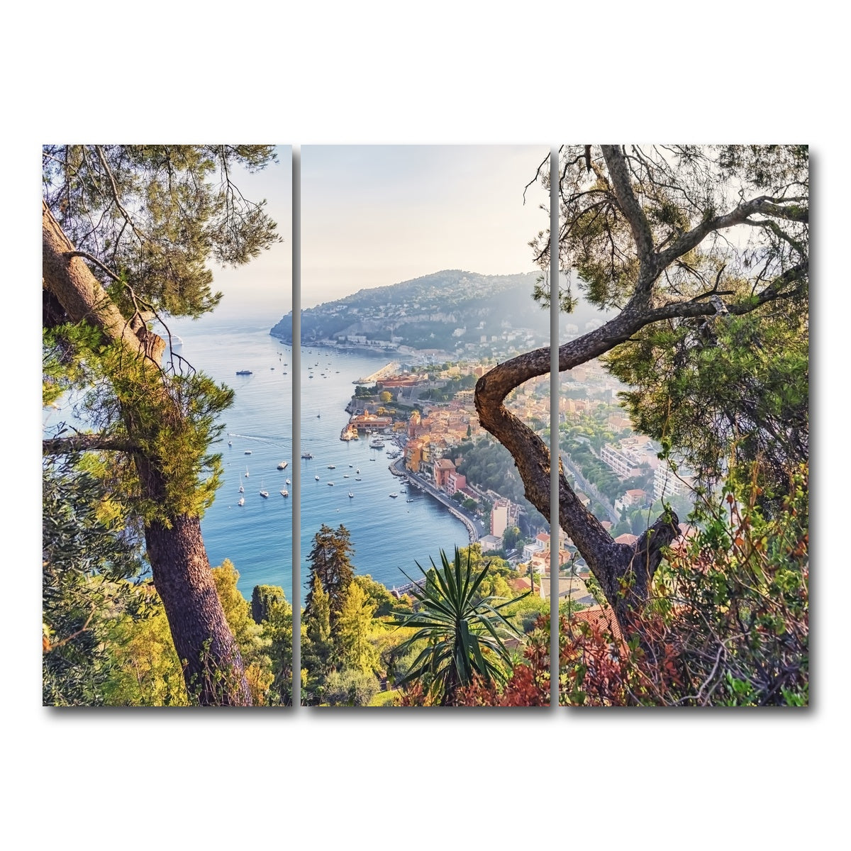 AUTO-MOCKUP WHITE | Villefranche Coastline | 3 Piece | Gallery Wrap Canvas | group=8x18