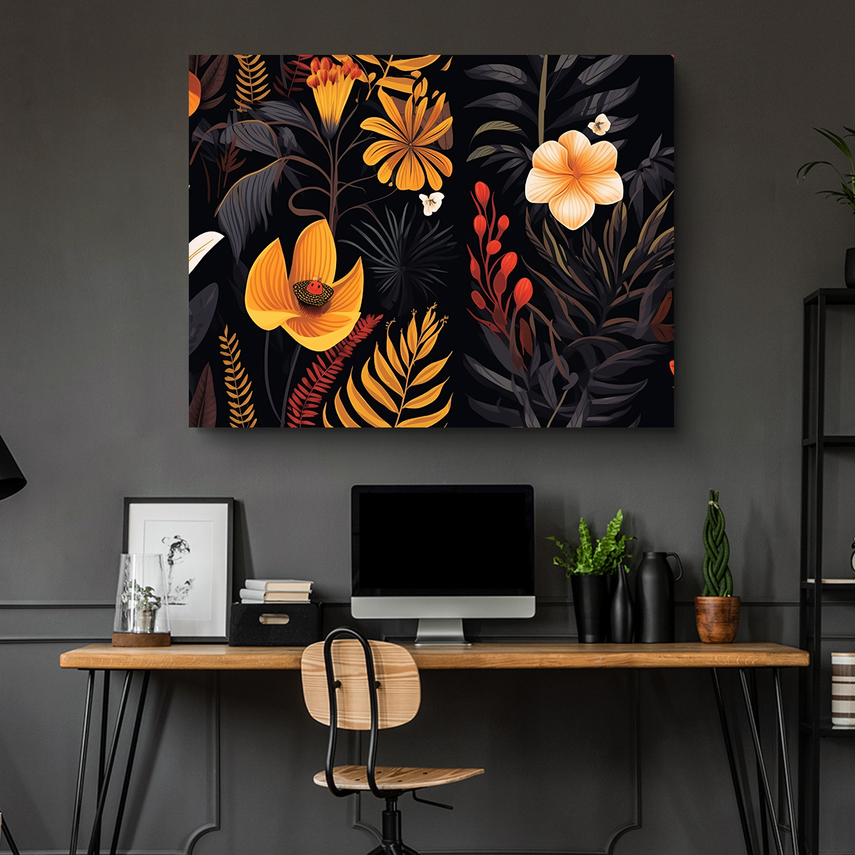 Vintage Flowers and leaves Wall Art