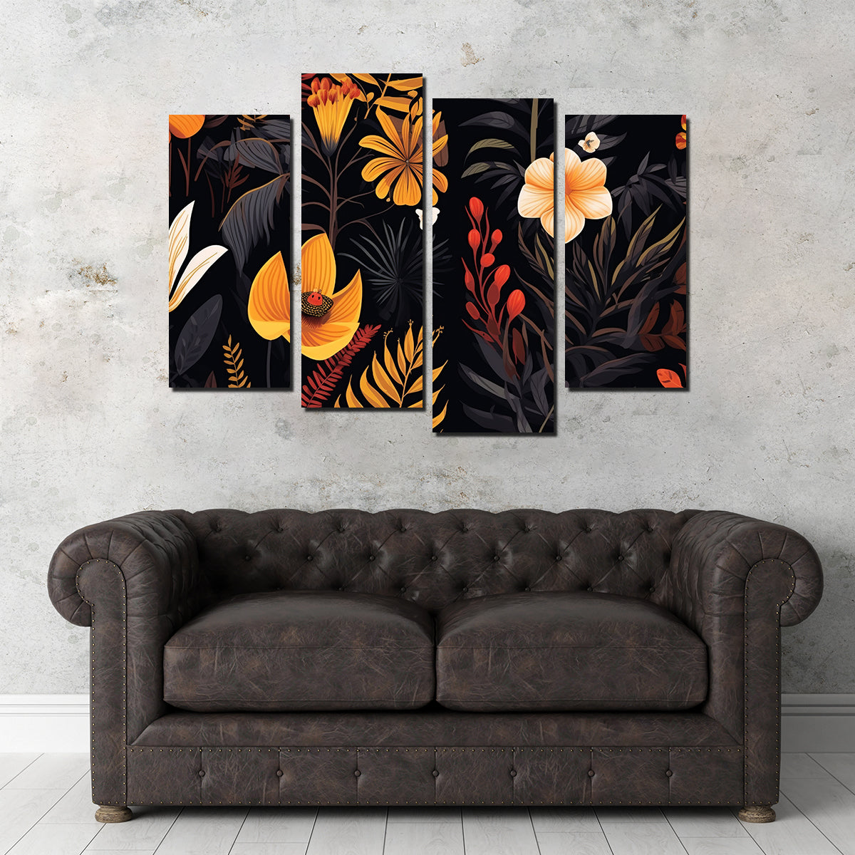 Vintage Flowers and leaves Wall Art