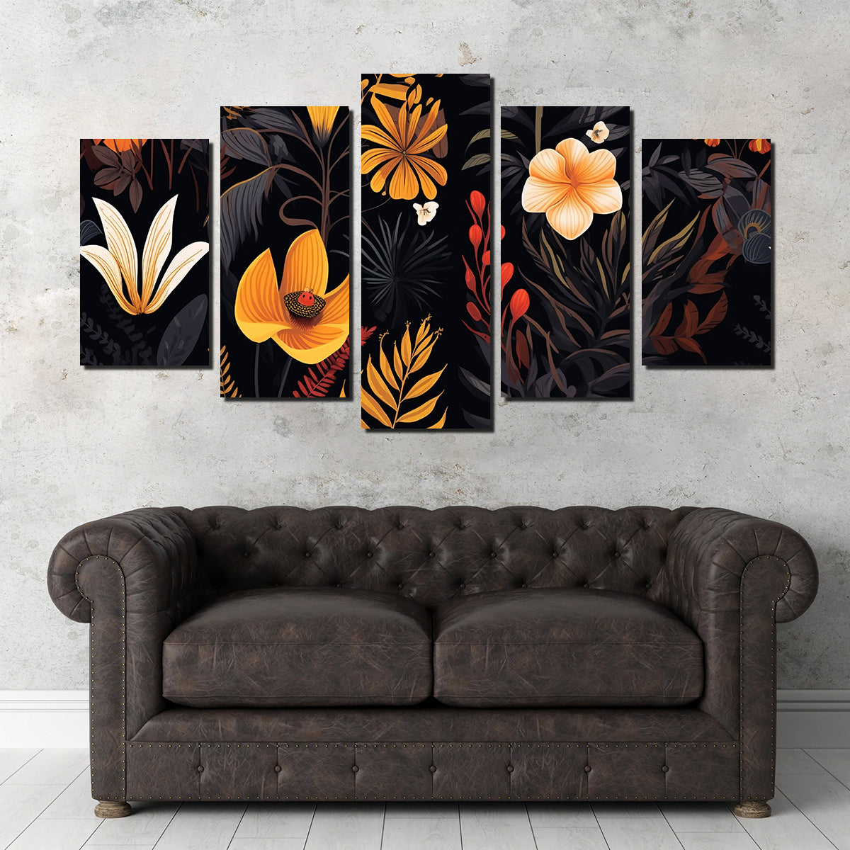 Vintage Flowers and leaves Wall Art