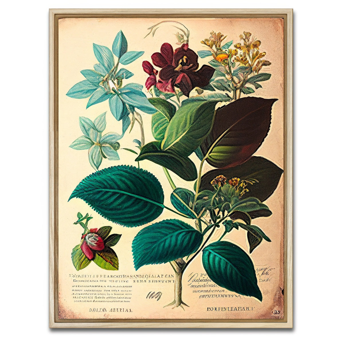 AUTO-MOCKUP WHITE | Vintage Botanical Print Series 1 | 1 Piece | Natural Framed Canvas | group=3x4