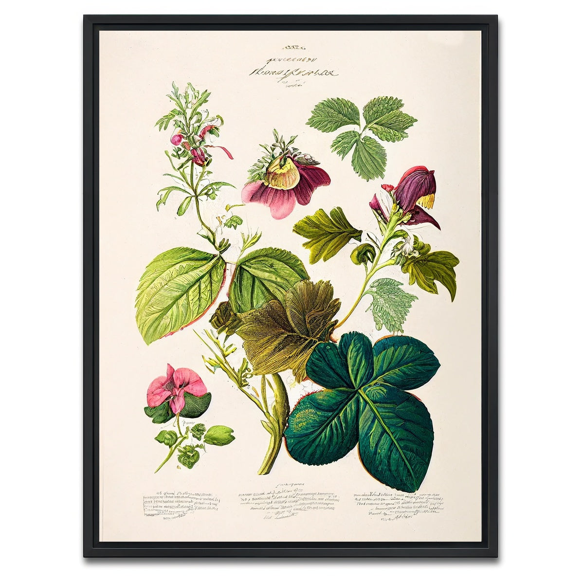 AUTO-MOCKUP WHITE | Vintage Botanical Print Series 6 | 1 Piece | Black Framed Canvas | group=3x4