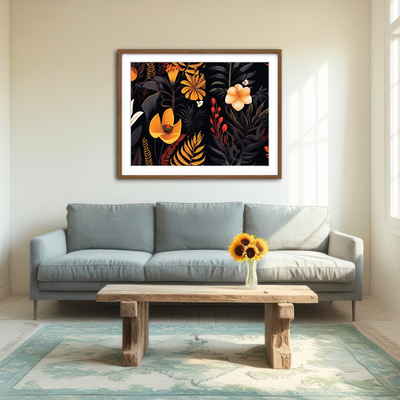 AUTO-MOCKUP ROOM | Vintage Flowers and leaves Wall Art
