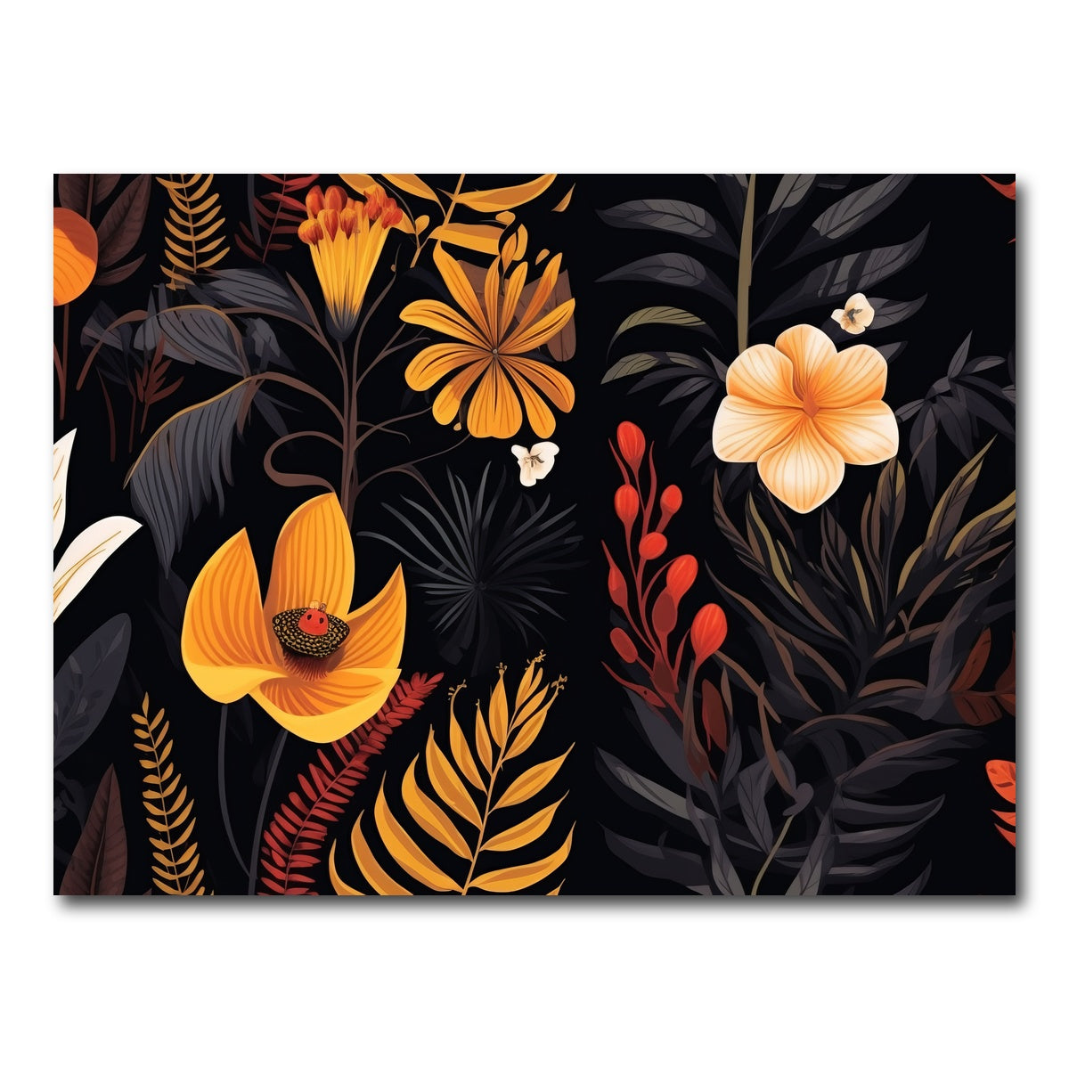 AUTO-MOCKUP WHITE | Vintage Flowers and leaves | 1 Piece | Gallery Wrap Canvas | group=4x3