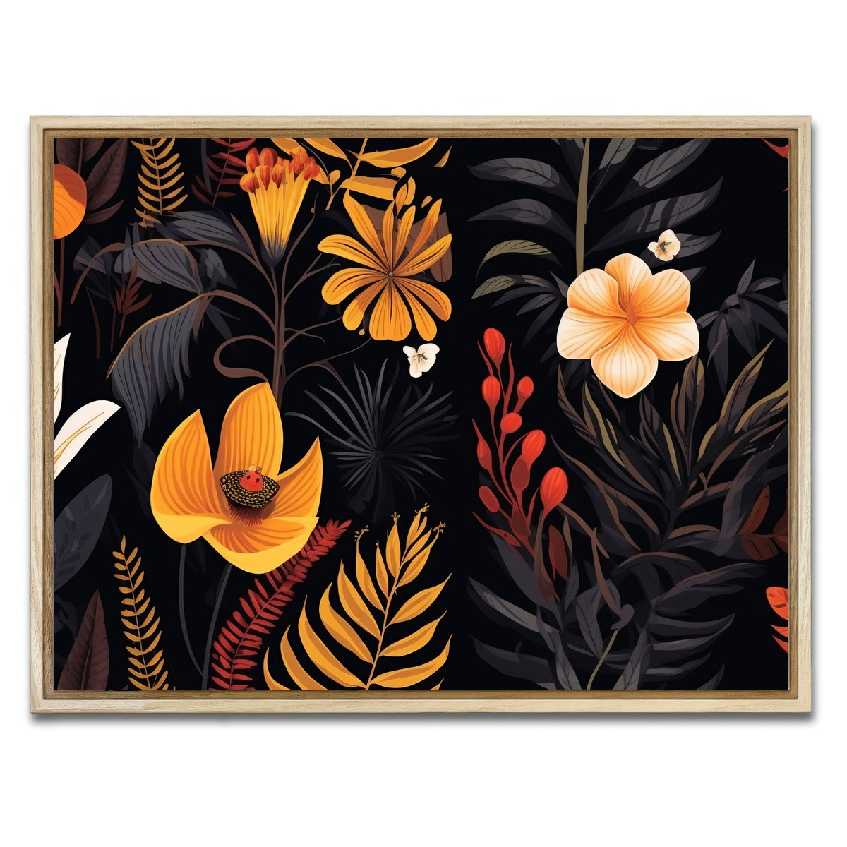 AUTO-MOCKUP WHITE | Vintage Flowers and leaves | 1 Piece | Natural Framed Canvas | group=4x3