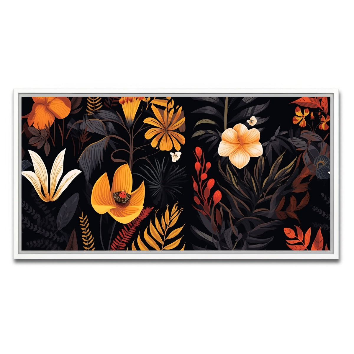 AUTO-MOCKUP WHITE | Vintage Flowers and leaves | 1 Piece | White Framed Canvas | group=2x1