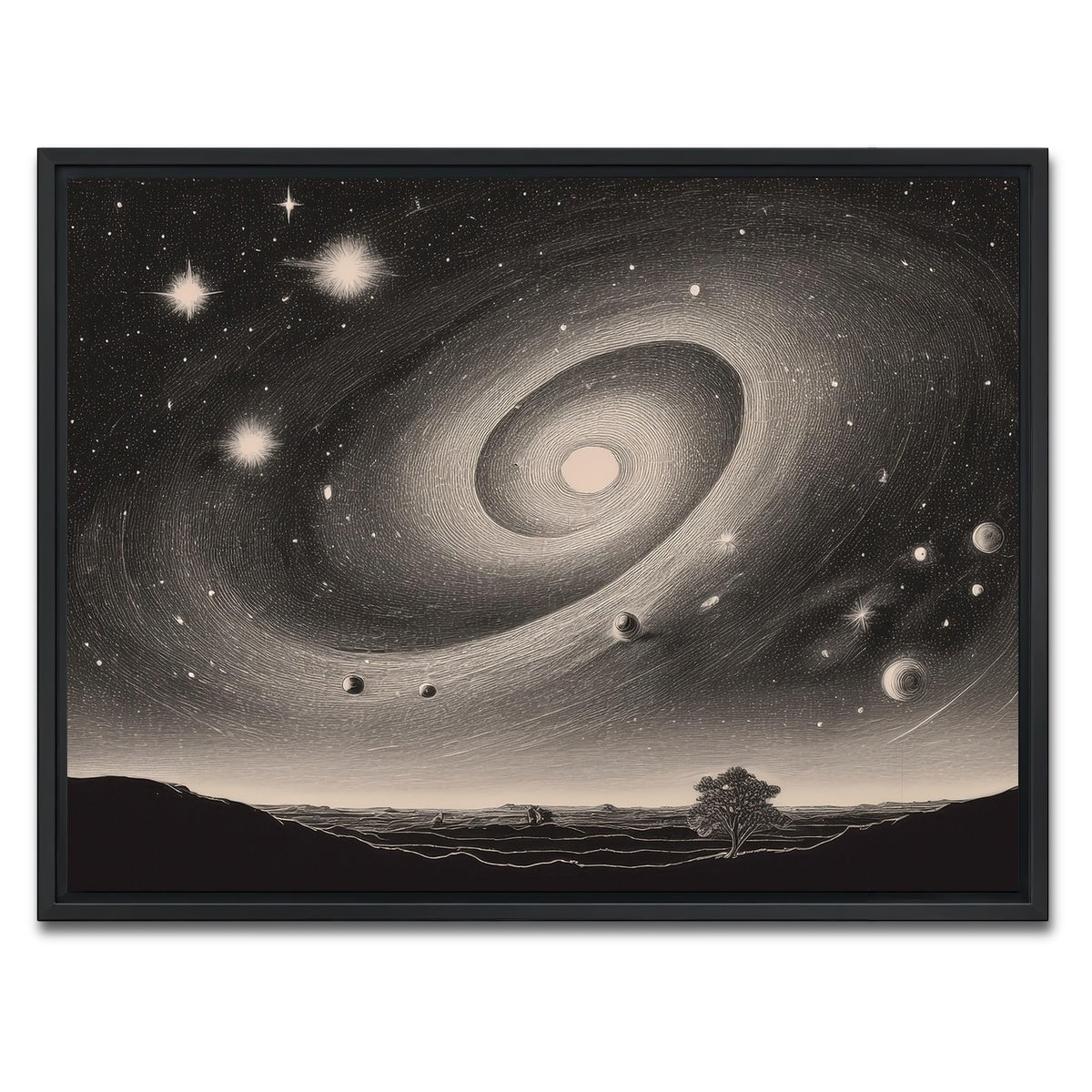 AUTO-MOCKUP WHITE | Vintage Galxy Art | 1 Piece | Black Framed Canvas | group=4x3