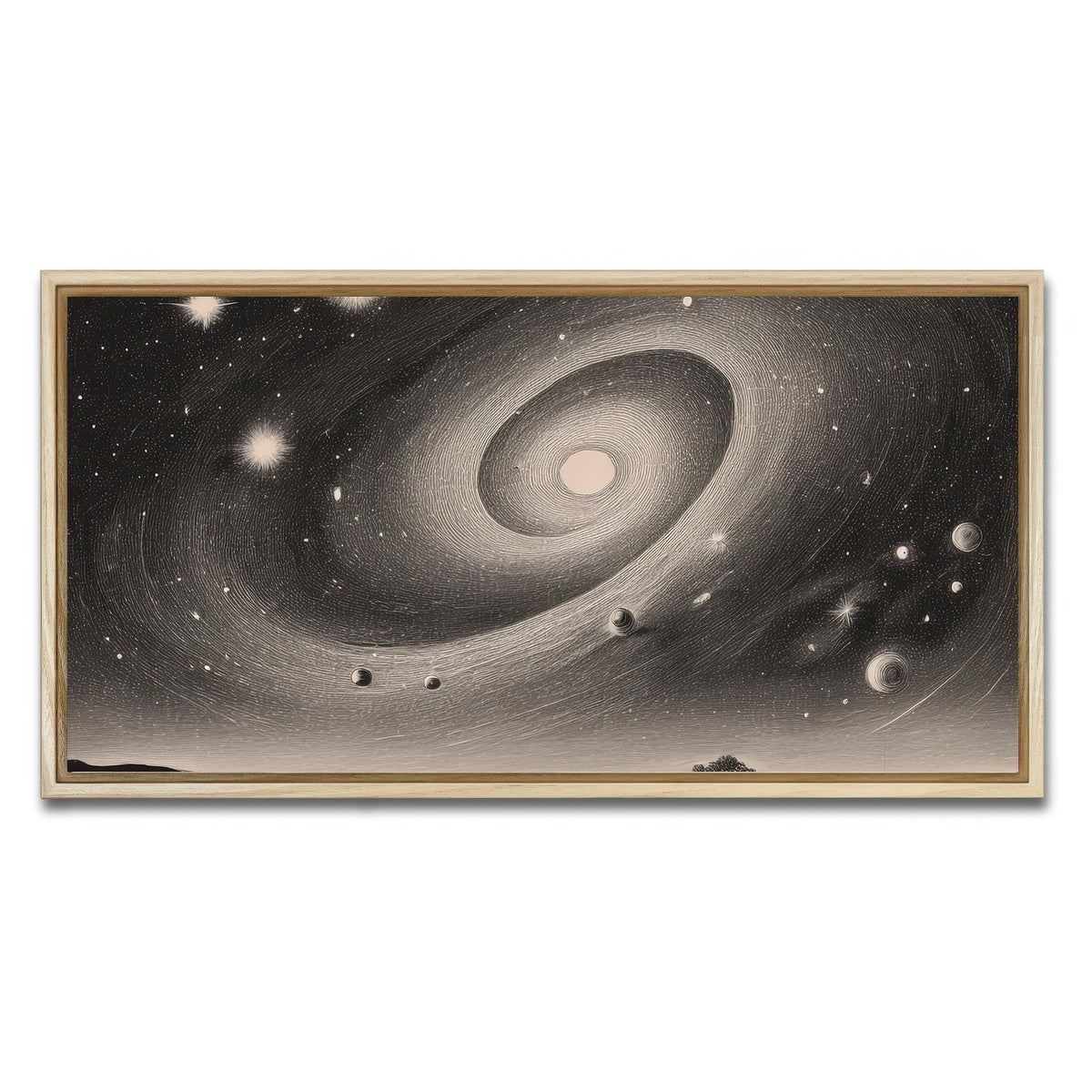 AUTO-MOCKUP WHITE | Vintage Galxy Art | 1 Piece | Natural Framed Canvas | group=2x1