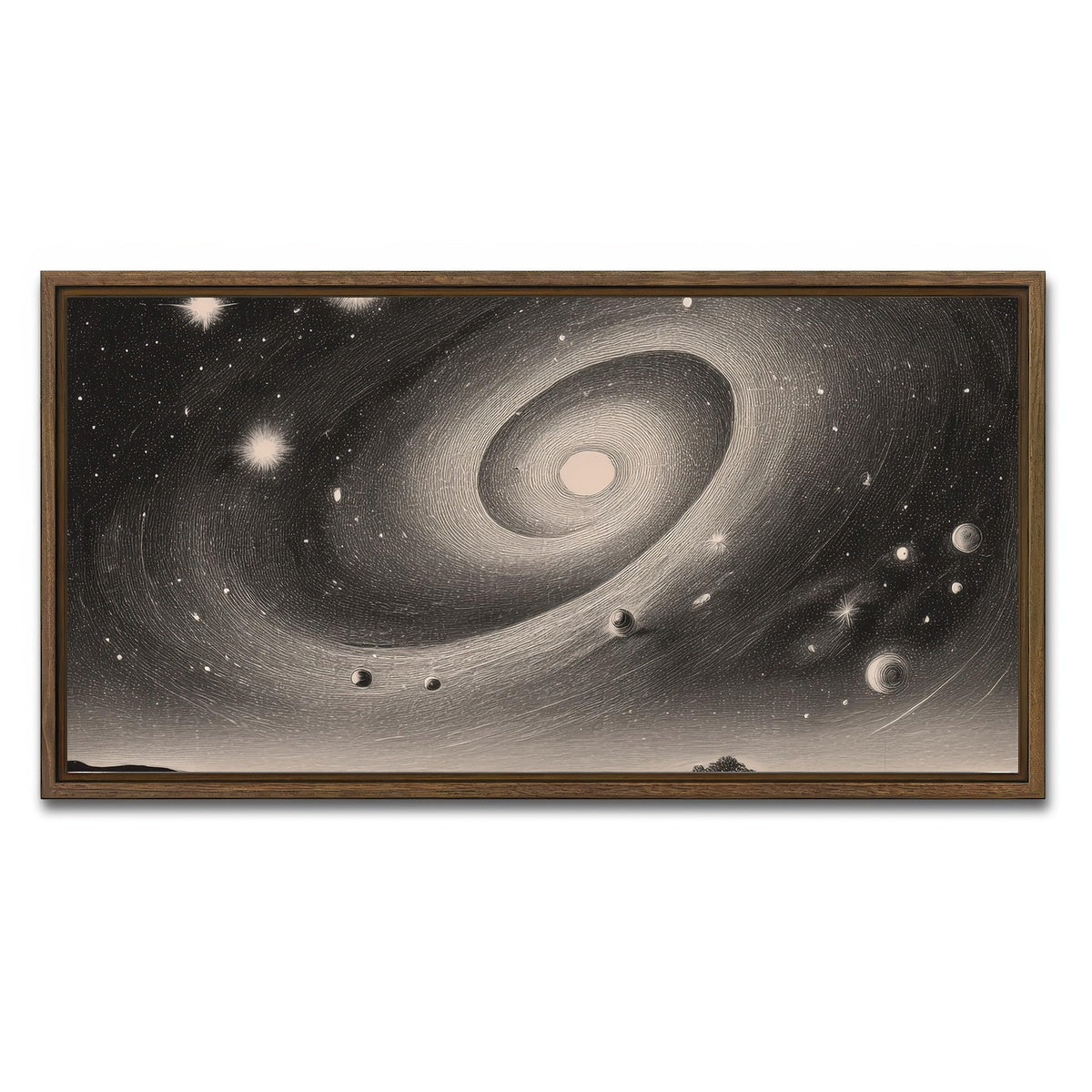 AUTO-MOCKUP WHITE | Vintage Galxy Art | 1 Piece | Walnut Framed Canvas | group=2x1