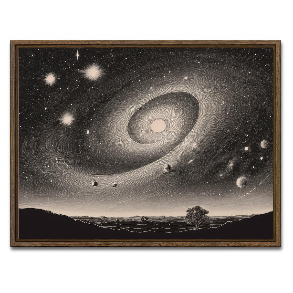 AUTO-MOCKUP WHITE | Vintage Galxy Art | 1 Piece | Walnut Framed Canvas | group=4x3