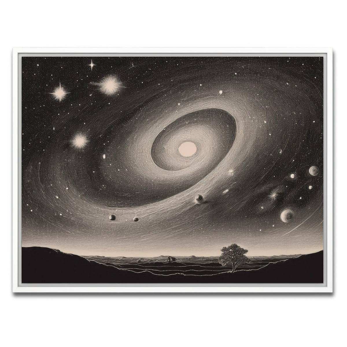 AUTO-MOCKUP WHITE | Vintage Galxy Art | 1 Piece | White Framed Canvas | group=4x3