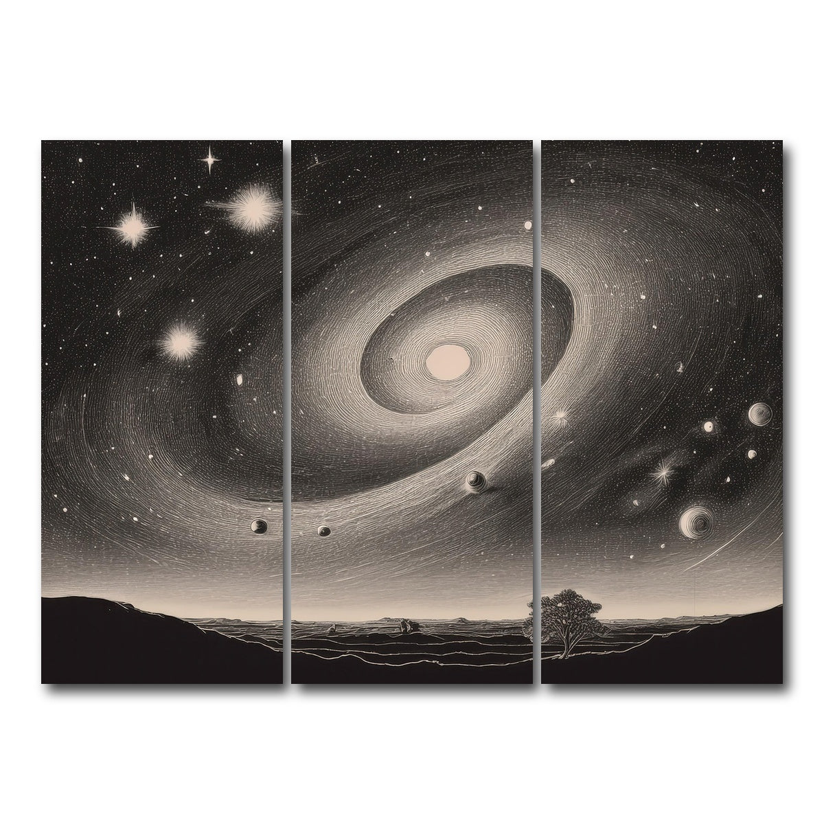 AUTO-MOCKUP WHITE | Vintage Galxy Art | 3 Piece | Gallery Wrap Canvas | group=8x18