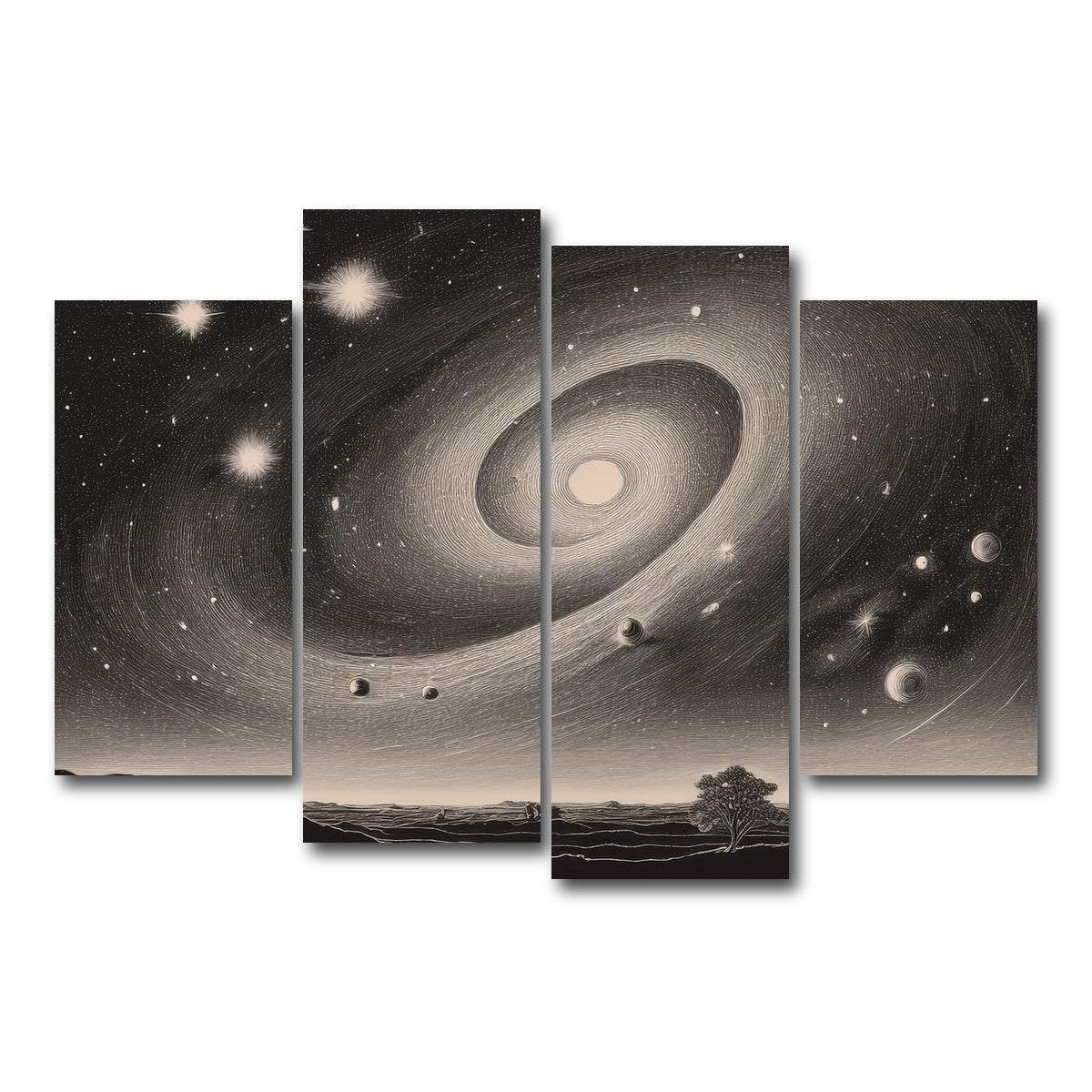 AUTO-MOCKUP WHITE | Vintage Galxy Art | 4 Piece | Gallery Wrap Canvas | group=4_short