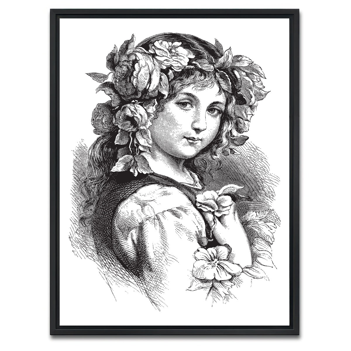 AUTO-MOCKUP WHITE | Vintage Girl | 1 Piece | Black Framed Canvas | group=3x4