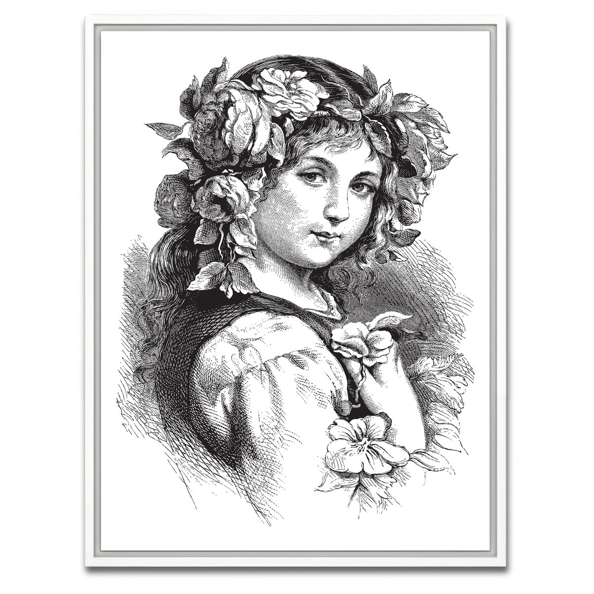 AUTO-MOCKUP WHITE | Vintage Girl | 1 Piece | White Framed Canvas | group=3x4