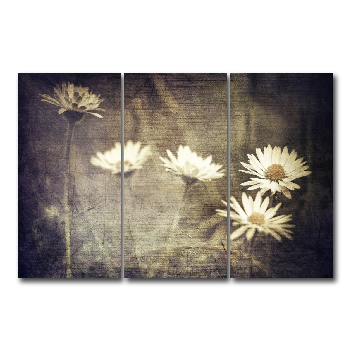 AUTO-MOCKUP WHITE | Vintage Meadow Flowers | 3 Piece | Gallery Wrap Canvas | group=12x24