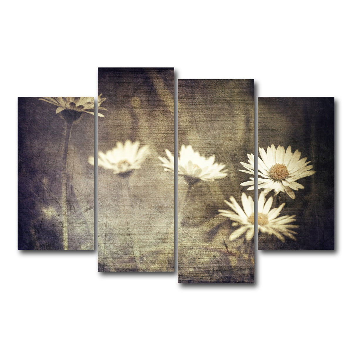 AUTO-MOCKUP WHITE | Vintage Meadow Flowers | 4 Piece | Gallery Wrap Canvas | group=4_short
