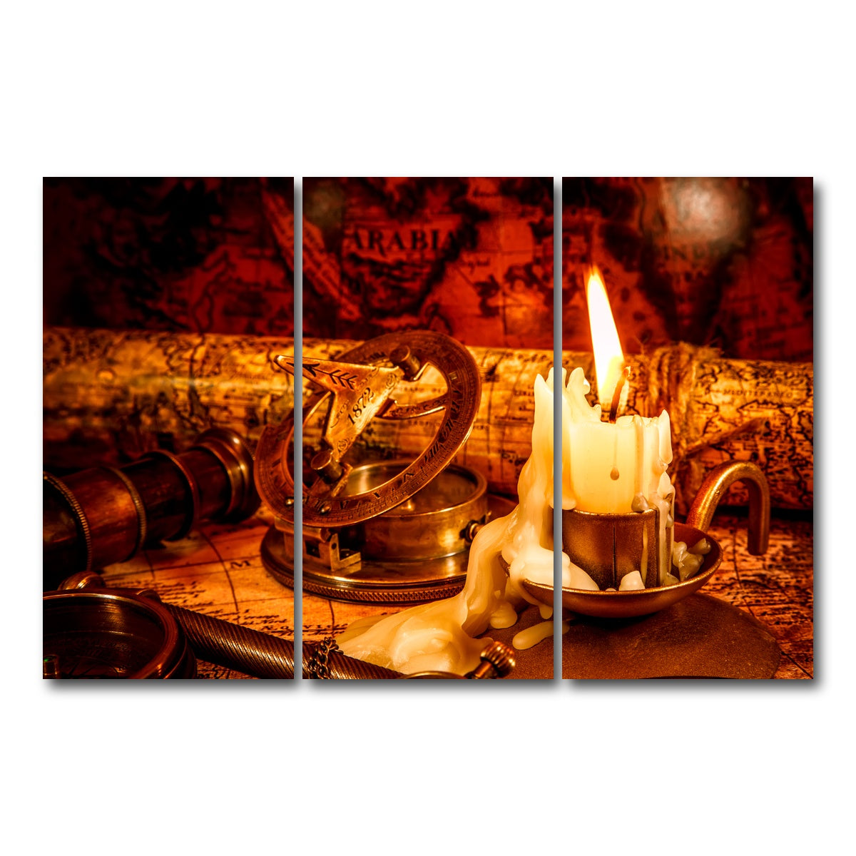 AUTO-MOCKUP WHITE | Vintage Nautical Items | 3 Piece | Gallery Wrap Canvas | group=12x24