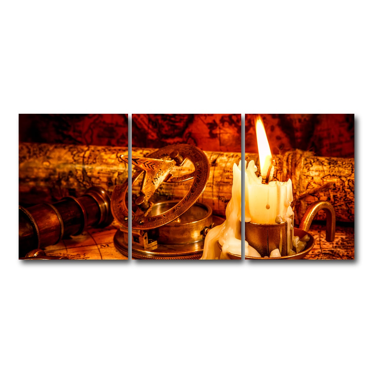 AUTO-MOCKUP WHITE | Vintage Nautical Items | 3 Piece | Gallery Wrap Canvas | group=18x24