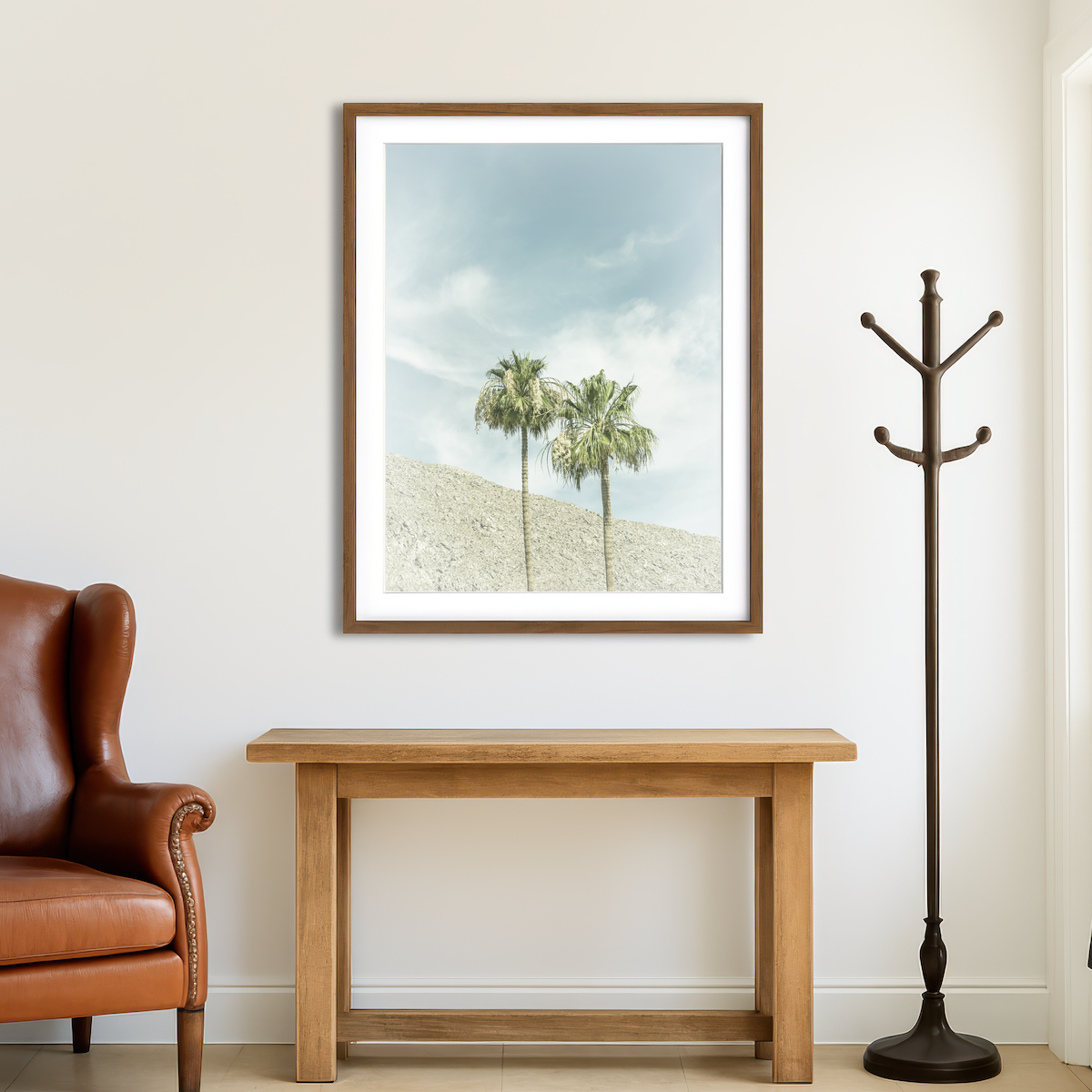 AUTO-MOCKUP ROOM | Vintage Palm Trees in the Desert Wall Art