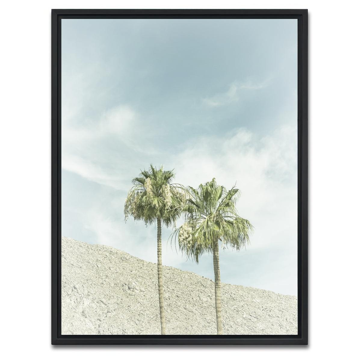 AUTO-MOCKUP WHITE | Vintage Palm Trees in the desert | 1 Piece | Black Framed Canvas | group=3x4