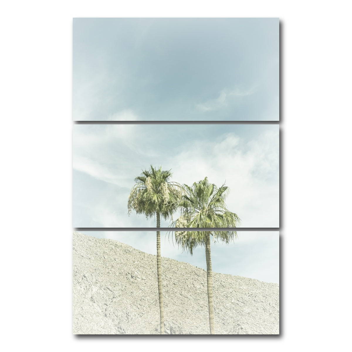 AUTO-MOCKUP WHITE | Vintage Palm Trees in the desert | 3 Piece | Gallery Wrap Canvas | group=12x24_stacked