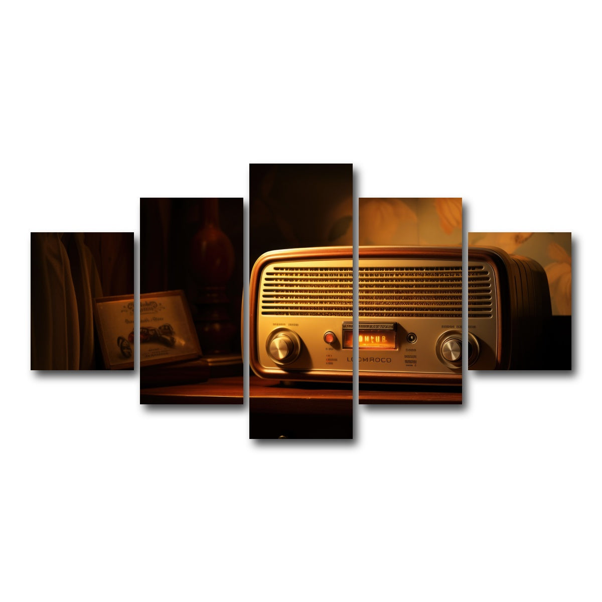 AUTO-MOCKUP WHITE | Vintage Radio | 5 Piece | Gallery Wrap Canvas | group=5_short