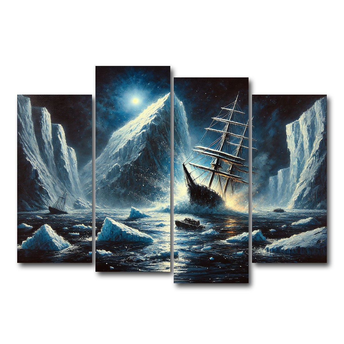 AUTO-MOCKUP WHITE | Vintage Ship & Icebergs | 4 Piece | Gallery Wrap Canvas | group=4_normal