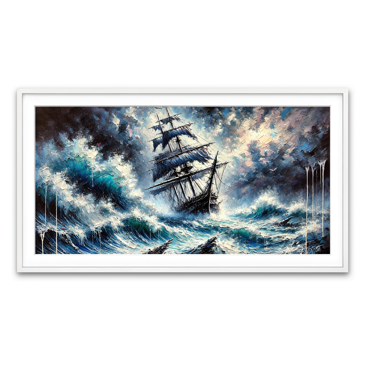 Framed Print 2x1 White