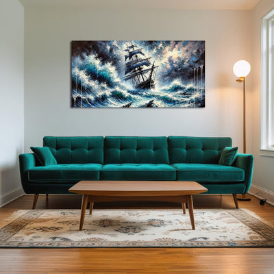 AUTO-MOCKUP ROOM | Vintage Ship Oil Painting