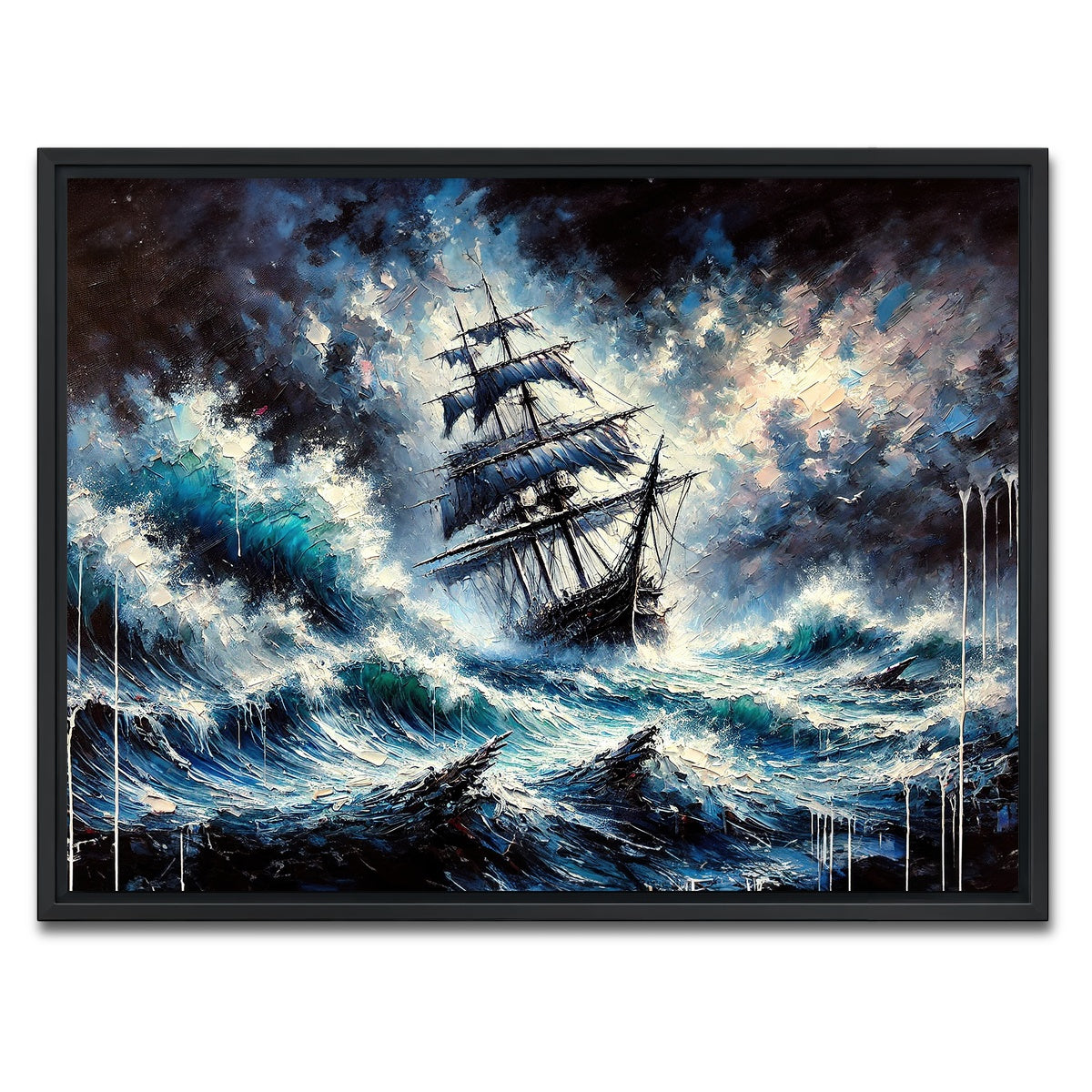 AUTO-MOCKUP WHITE | Vintage Ship Oil Painting | 1 Piece | Black Framed Canvas | group=4x3