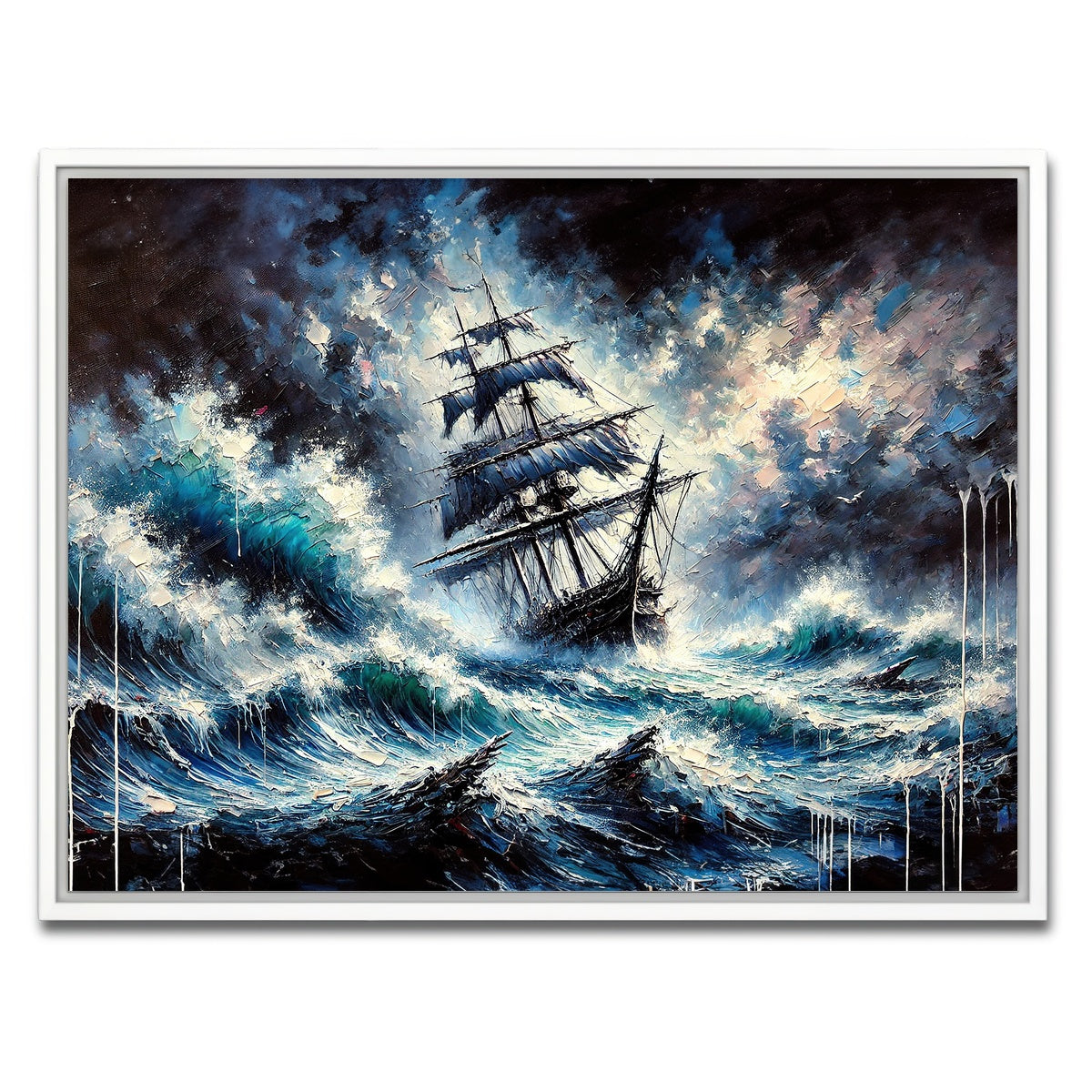 AUTO-MOCKUP WHITE | Vintage Ship Oil Painting | 1 Piece | White Framed Canvas | group=4x3