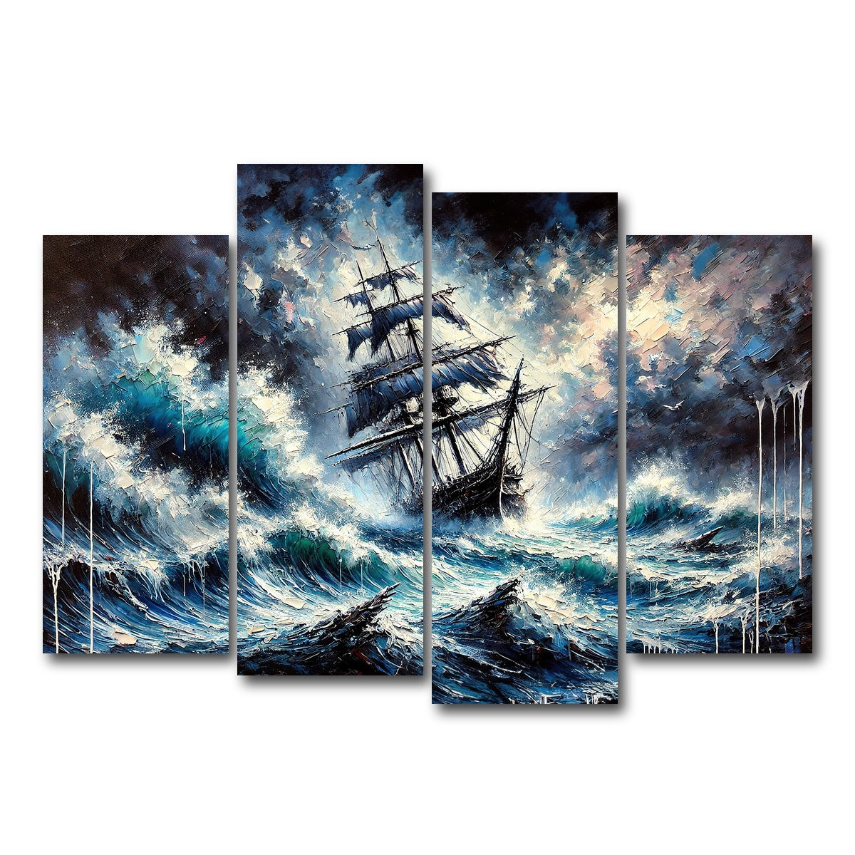 AUTO-MOCKUP WHITE | Vintage Ship Oil Painting | 4 Piece | Gallery Wrap Canvas | group=4_normal