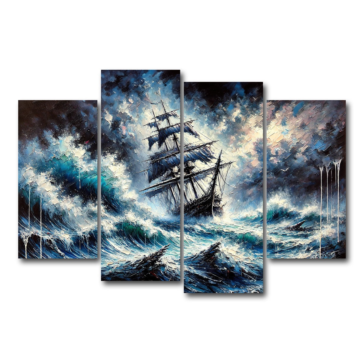 AUTO-MOCKUP WHITE | Vintage Ship Oil Painting | 4 Piece | Gallery Wrap Canvas | group=4_short