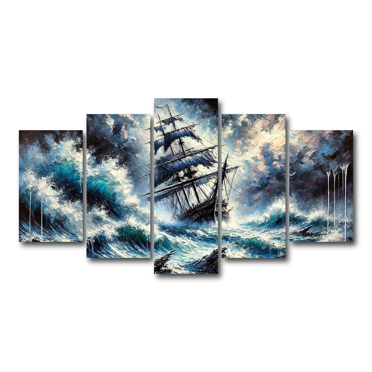AUTO-MOCKUP WHITE | Vintage Ship Oil Painting | 5 Piece | Gallery Wrap Canvas | group=5_normal