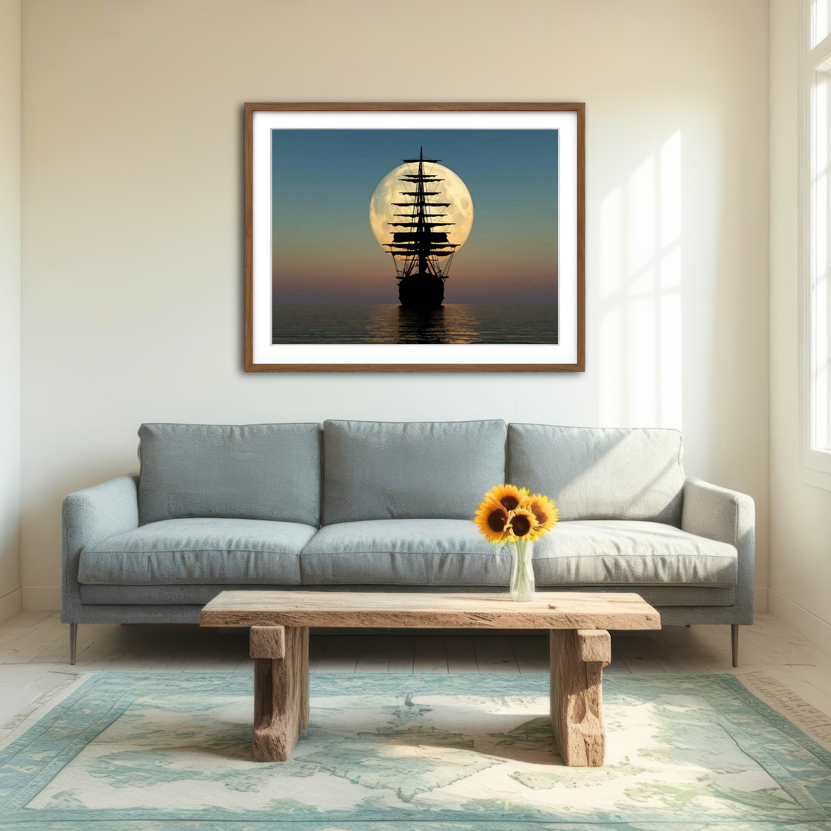 AUTO-MOCKUP ROOM | Vintage Ship Wall Art
