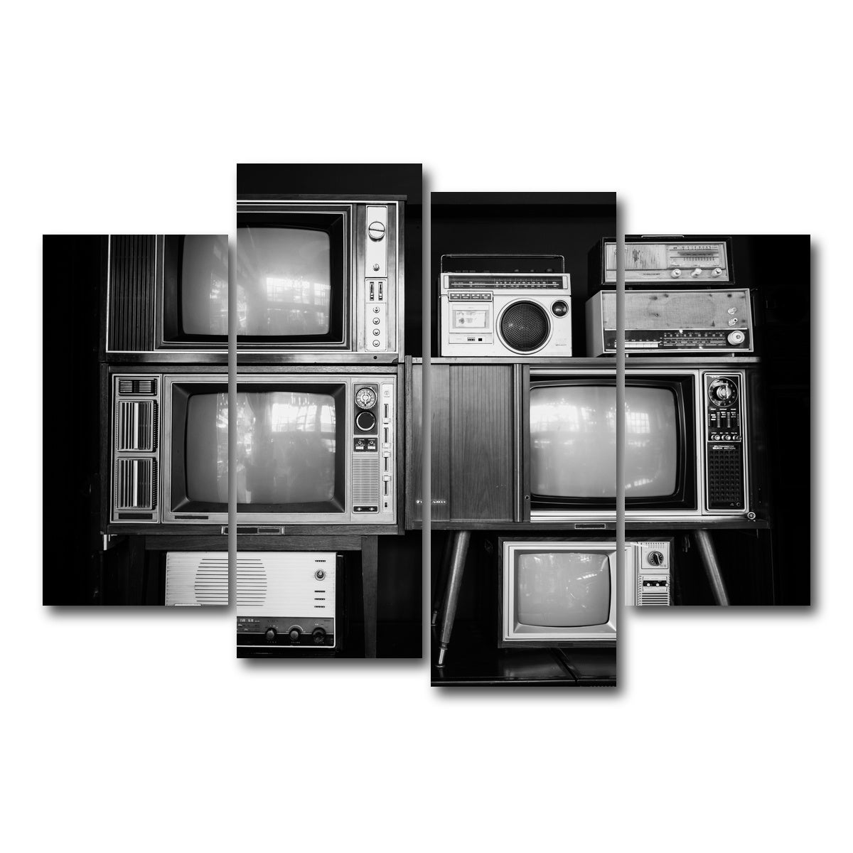 AUTO-MOCKUP WHITE | Vintage Televisions | 4 Piece | Gallery Wrap Canvas | group=4_short