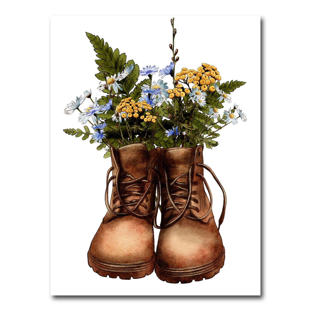 AUTO-MOCKUP WHITE | Vintage boots with wildflowers | 1 Piece | Gallery Wrap Canvas | group=3x4