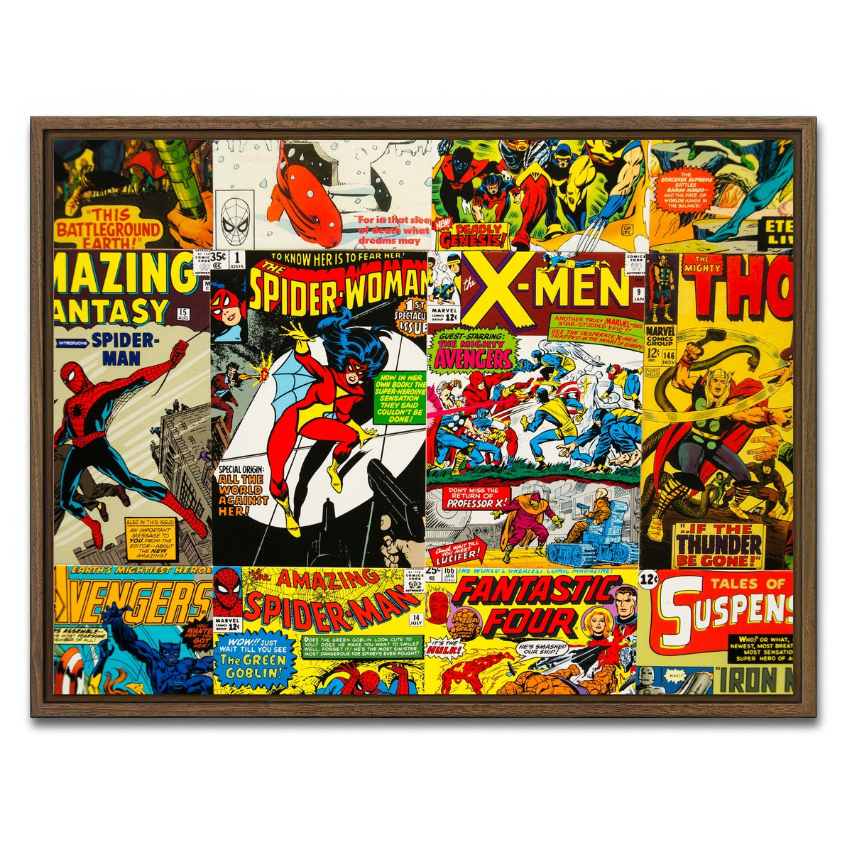 AUTO-MOCKUP WHITE | Vintage comic Covers | 1 Piece | Walnut Framed Canvas | group=4x3